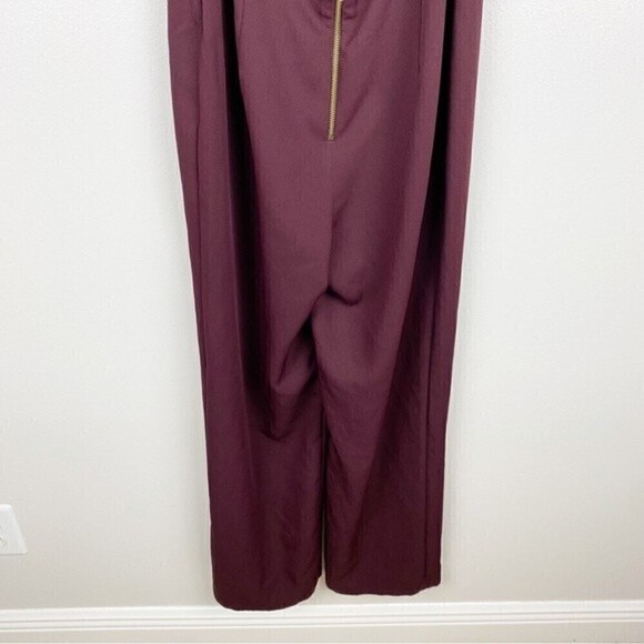 Topshop Cutout Back Sleeveless Square Neck Jumpsuit Maroon Burgundy Size 8 - Picture 8 of 10
